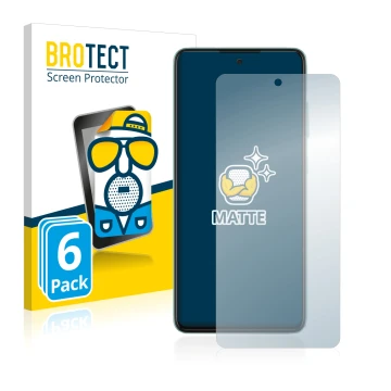 Front side of a product packaging with the brand logo BROTECT. Next to it is the device Samsung Galaxy A52 shown with the corr