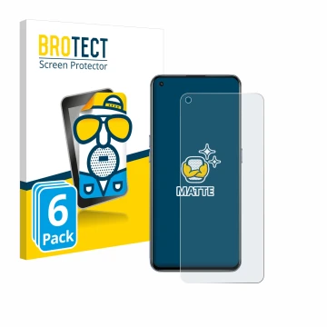 Front side of a product packaging with the brand logo BROTECT. Next to it is the device realme GT 5G shown with the correspond