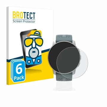 Front side of a product packaging with the brand logo BROTECT. Next to it is the device Suunto 9 Peak shown with the correspon