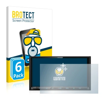 Front side of a product packaging with the brand logo BROTECT. Next to it is the device Kenwood DMX 8020 DABS shown with the c