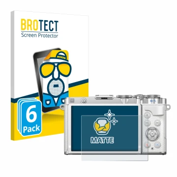 Front side of a product packaging with the brand logo BROTECT. Next to it is the device Olympus PEN E-P7 shown with the corres