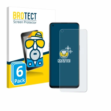 Front side of a product packaging with the brand logo BROTECT. Next to it is the device realme GT Master Edition shown with th