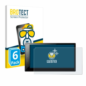 Front side of a product packaging with the brand logo BROTECT. Next to it is the device Pioneer SPH-DA160DAB shown with the co