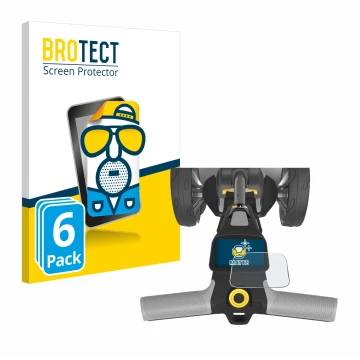 Front side of a product packaging with the brand logo BROTECT. Next to it is the device PowaKaddy CT6 shown with the correspon
