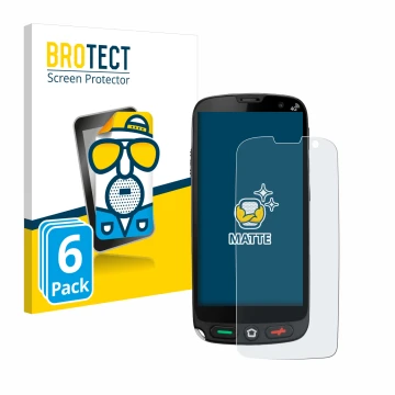 Front side of a product packaging with the brand logo BROTECT. Next to it is the device Brondi Amico XS shown with the corresp