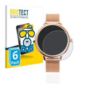Front side of a product packaging with the brand logo BROTECT. Next to it is the device Naixues Smartwatch CF80 1.08