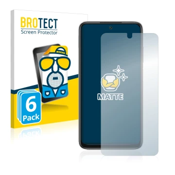 Front side of a product packaging with the brand logo BROTECT. Next to it is the device Xiaomi Redmi Note 11 4G shown with the