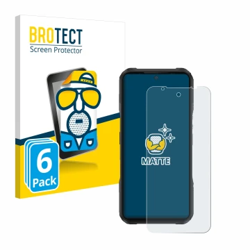 Front side of a product packaging with the brand logo BROTECT. Next to it is the device Doogee V20 shown with the correspondin