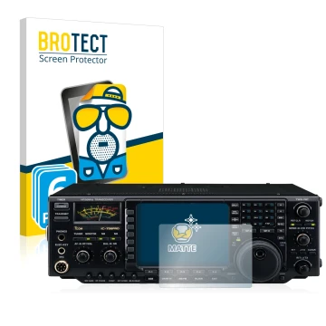 Front side of a product packaging with the brand logo BROTECT. Next to it is the device Icom IC-756 Pro III shown with the cor