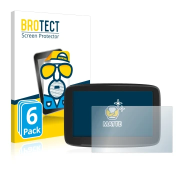 Front side of a product packaging with the brand logo BROTECT. Next to it is the device TomTom GO Classic 5