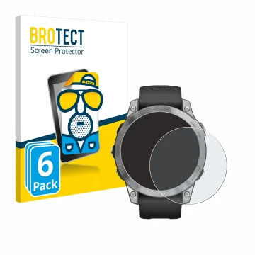 Front side of a product packaging with the brand logo BROTECT. Next to it is the device Garmin Fenix 7 (47 mm) shown with the 