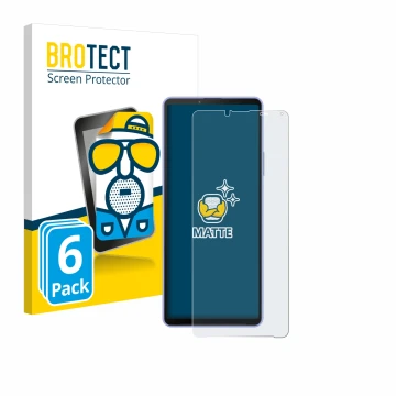 Front side of a product packaging with the brand logo BROTECT. Next to it is the device Sony Xperia 10 IV shown with the corre