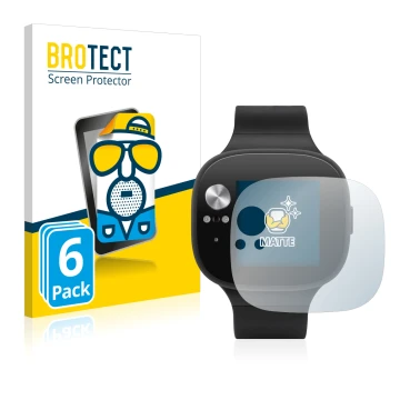 Front side of a product packaging with the brand logo BROTECT. Next to it is the device ASUS Vivowatch BP shown with the corre