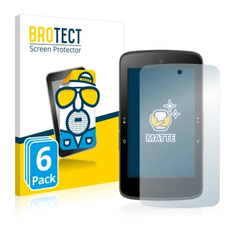 Front side of a product packaging with the brand logo BROTECT. Next to it is the device Bryton Rider S800 shown with the corre