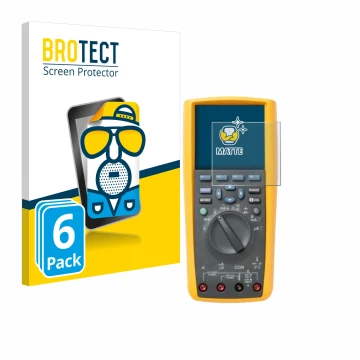 Front side of a product packaging with the brand logo BROTECT. Next to it is the device Fluke 287 shown with the corresponding