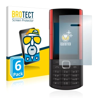 Front side of a product packaging with the brand logo BROTECT. Next to it is the device Nokia 5710 XA shown with the correspon