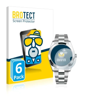 Front side of a product packaging with the brand logo BROTECT. Next to it is the device Rolex Datejust 41 shown with the corre