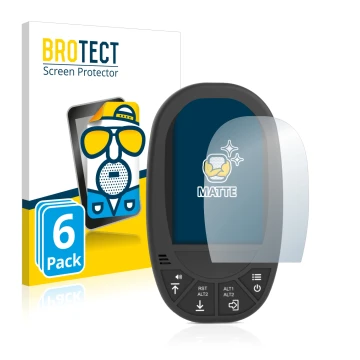 Front side of a product packaging with the brand logo BROTECT. Next to it is the device Flymaster GPS LS shown with the corres