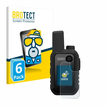 Front side of a product packaging with the brand logo BROTECT. Next to it is the device Garmin Alpha 10 K shown with the corre