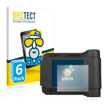 Front side of a product packaging with the brand logo BROTECT. Next to it is the device Swissphone s.Quad X35 shown with the c