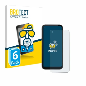 Front side of a product packaging with the brand logo BROTECT. Next to it is the device Gigaset GX6 shown with the correspondi