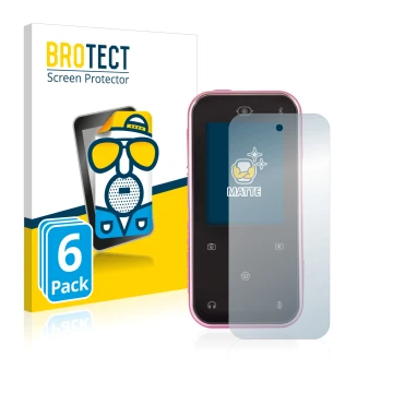 Front side of a product packaging with the brand logo BROTECT. Next to it is the device Vtech Kidizoom Snap Touch shown with t