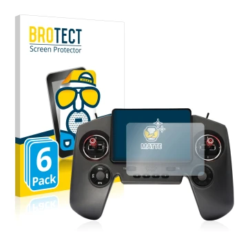 Front side of a product packaging with the brand logo BROTECT. Next to it is the device FrSky Twin Lite shown with the corresp