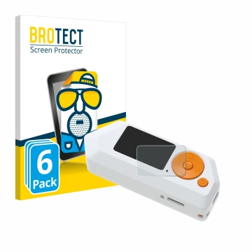 Front side of a product packaging with the brand logo BROTECT. Next to it is the device Flipper Zero FZ.1 shown with the corre