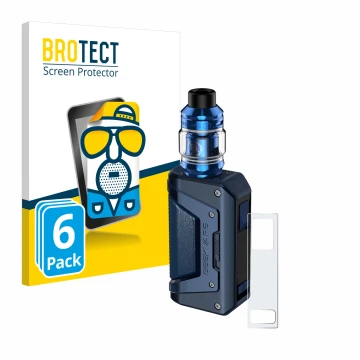 Front side of a product packaging with the brand logo BROTECT. Next to it is the device GeekVape Aegis Legend 2 L200 shown wit