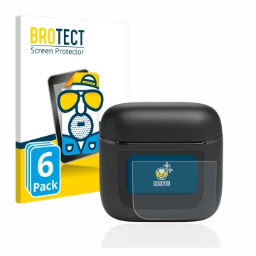 Front side of a product packaging with the brand logo BROTECT. Next to it is the device JBL Tour Pro 2 shown with the correspo