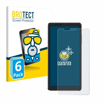 Front side of a product packaging with the brand logo BROTECT. Next to it is the device Hisense A9 shown with the correspondin