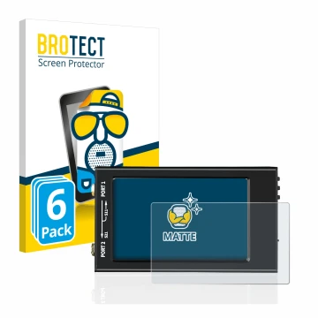 Front side of a product packaging with the brand logo BROTECT. Next to it is the device SDRGEEK NanoVNA-F V2 shown with the co