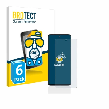 Front side of a product packaging with the brand logo BROTECT. Next to it is the device Tecno Camon 20 Pro shown with the corr