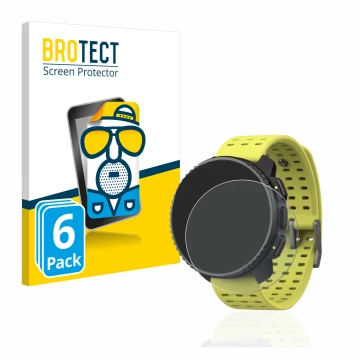 Front side of a product packaging with the brand logo BROTECT. Next to it is the device Suunto Vertical shown with the corresp