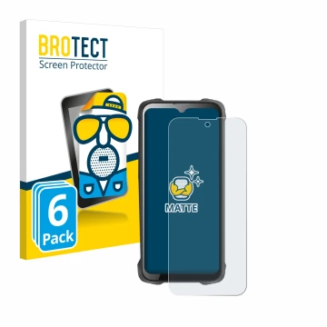 Front side of a product packaging with the brand logo BROTECT. Next to it is the device Cubot King Kong 9 shown with the corre