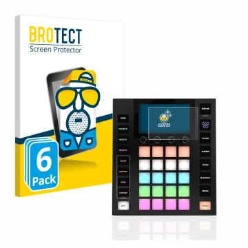 Front side of a product packaging with the brand logo BROTECT. Next to it is the device Wolfmix W1 shown with the correspondin