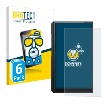 Front side of a product packaging with the brand logo BROTECT. Next to it is the device FiiO M11s shown with the corresponding