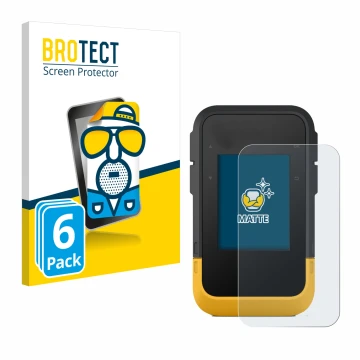 Front side of a product packaging with the brand logo BROTECT. Next to it is the device Garmin eTrex SE shown with the corresp