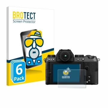 Front side of a product packaging with the brand logo BROTECT. Next to it is the device Fujifilm X-S20 shown with the correspo