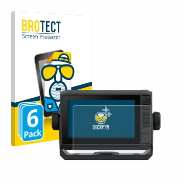 Front side of a product packaging with the brand logo BROTECT. Next to it is the device Garmin ECHOMAP UHD2 7