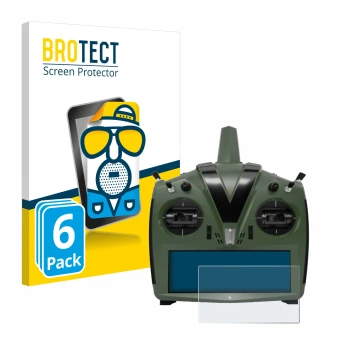 Front side of a product packaging with the brand logo BROTECT. Next to it is the device VBar Control Evo shown with the corres