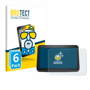 Front side of a product packaging with the brand logo BROTECT. Next to it is the device Amazon Echo Show 8 2023 (3th Gen.) sho