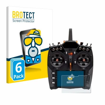 Front side of a product packaging with the brand logo BROTECT. Next to it is the device Spektrum NX20 shown with the correspon