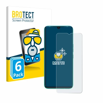 Front side of a product packaging with the brand logo BROTECT. Next to it is the device Tecno Spark 7 shown with the correspon