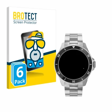 Front side of a product packaging with the brand logo BROTECT. Next to it is the device Withings ScanWatch Nova (42 mm) shown 