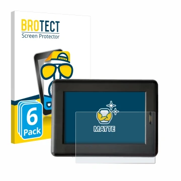 Front side of a product packaging with the brand logo BROTECT. Next to it is the device XC Tracer Maxx II shown with the corre