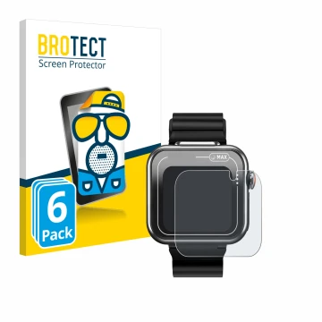 Front side of a product packaging with the brand logo BROTECT. Next to it is the device Vtech Kidizoom Smartwatch MAX shown wi