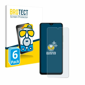 Front side of a product packaging with the brand logo BROTECT. Next to it is the device Xiaomi Redmi A3 shown with the corresp