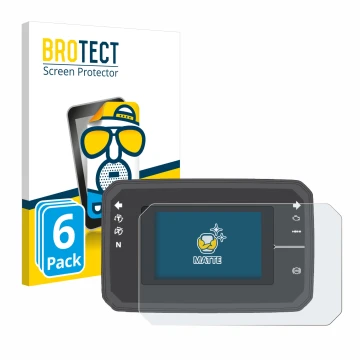 Front side of a product packaging with the brand logo BROTECT. Next to it is the device Honda CB650R TFT Display shown with th