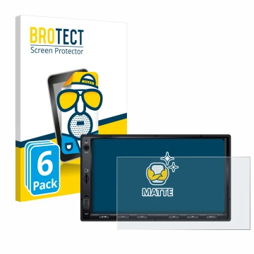 Front side of a product packaging with the brand logo BROTECT. Next to it is the device Atoto F7 WE shown with the correspondi